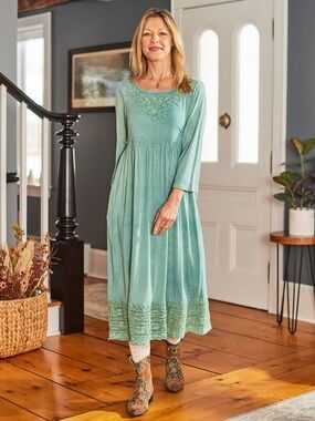 April Cornell Hannah Jersey Dress - Sunwashed Jade Size 3X
